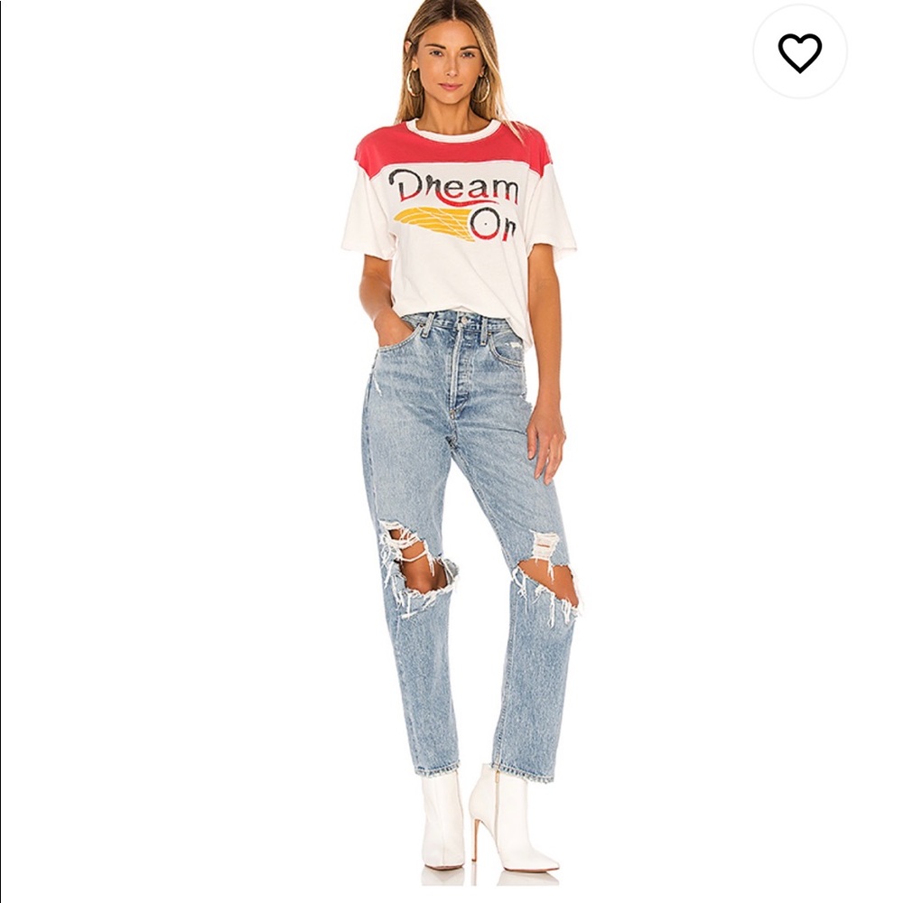 Dream On Varsity Tee in Vintage White - Picture 4 of 8